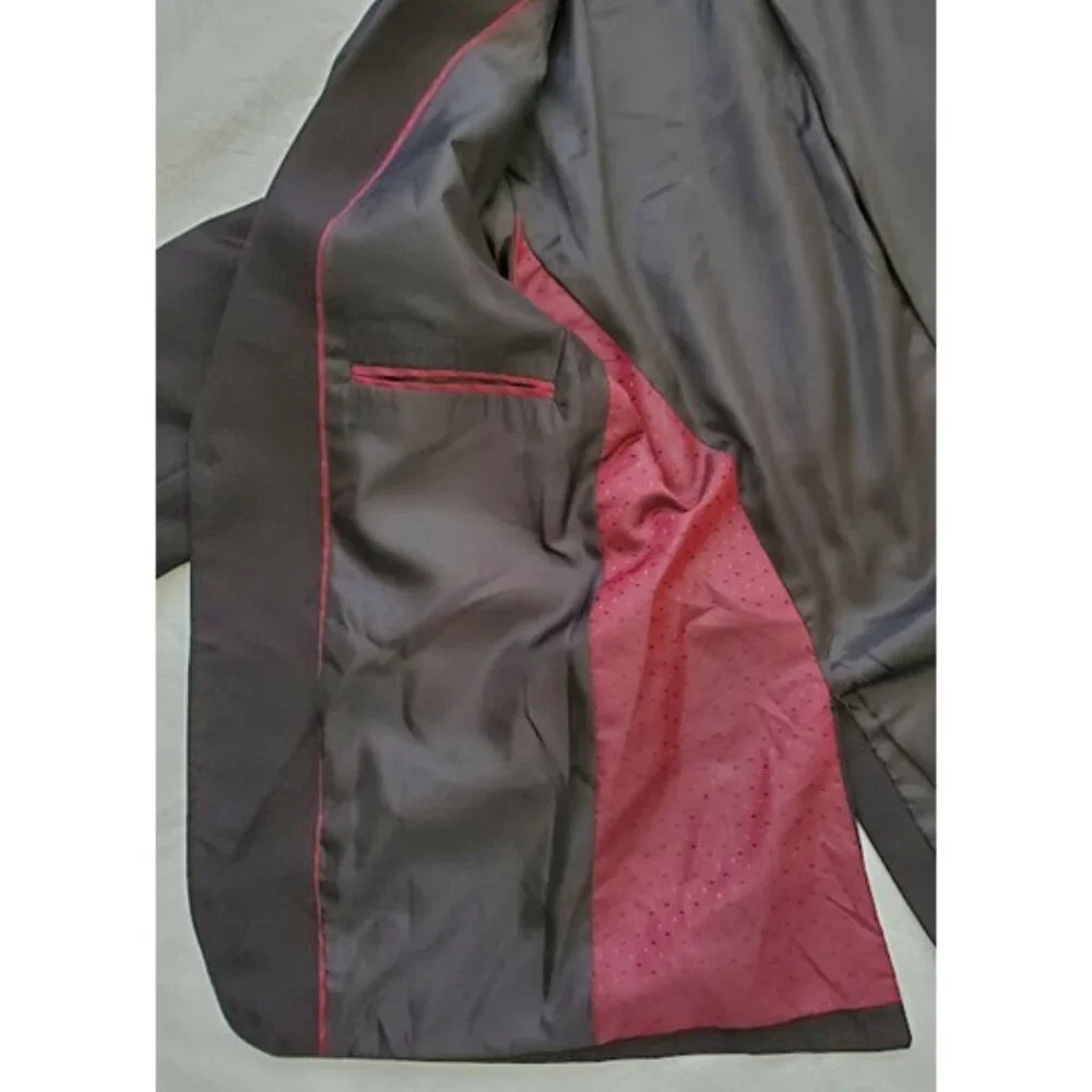 Premium Black Virgin Wool Sport Coat Two-Button Dual-Vent Suit Jacket Sz 42